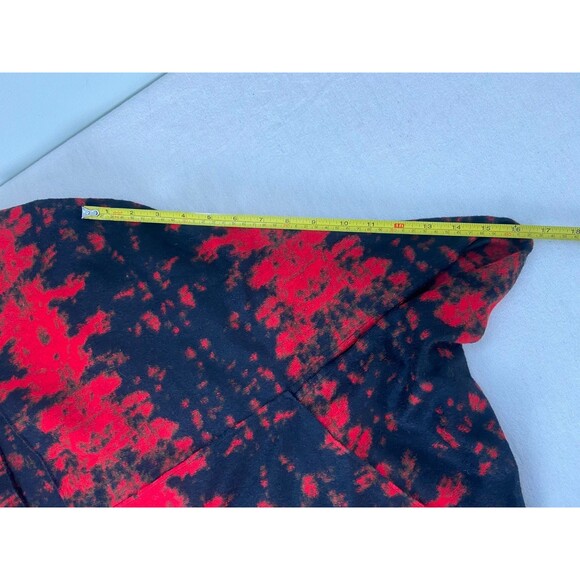 Josie Natori Womens L Red Wool Open Front Wrap Kimono Duster Cardigan Boho Artsy - Picture 6 of 8